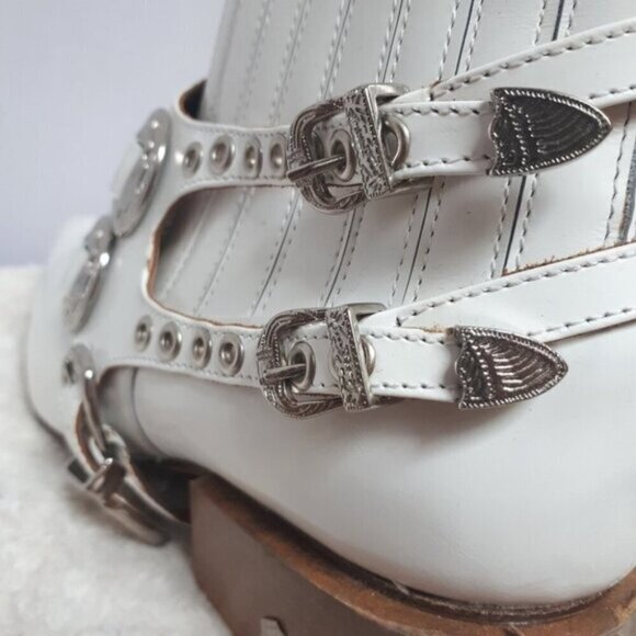 Toga Pulla White Harness Ankle Boots Western 37 - Picture 10 of 16